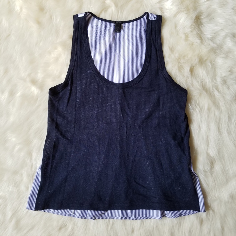 J. Crew Stripe Silk Back Linen Tank Blue Size XS - Picture 3 of 8